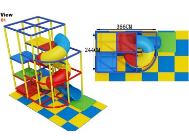 Tube slide indoor play area