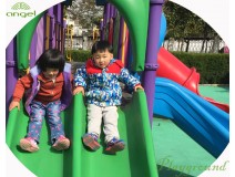Doing household chores or playing in the outdoor play structures