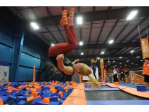 jumping at trampoline park jumping at trampoline park